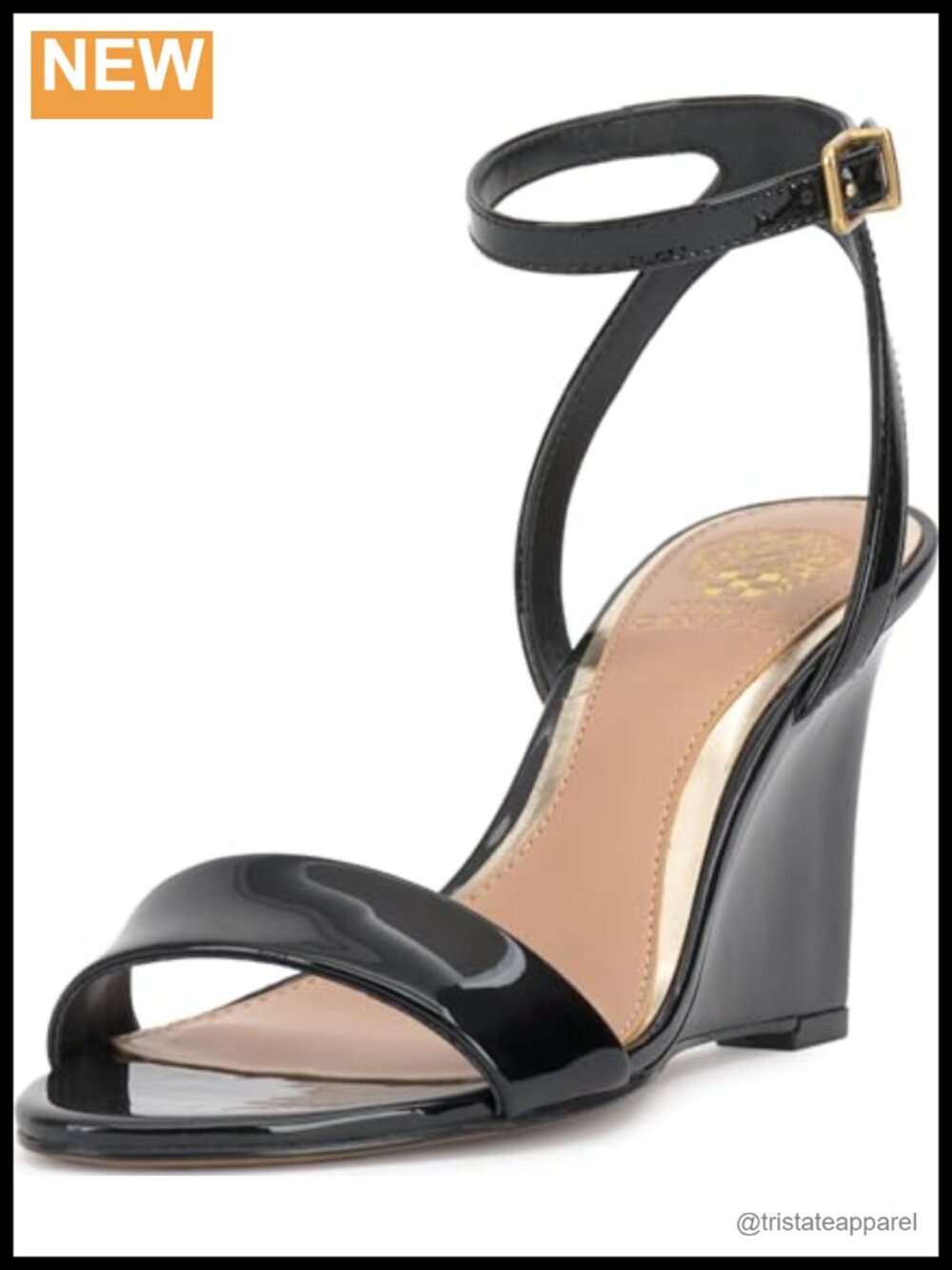 Wedge Sandal Open Round Toe Buckle Ankle Strap Leather Adjustable